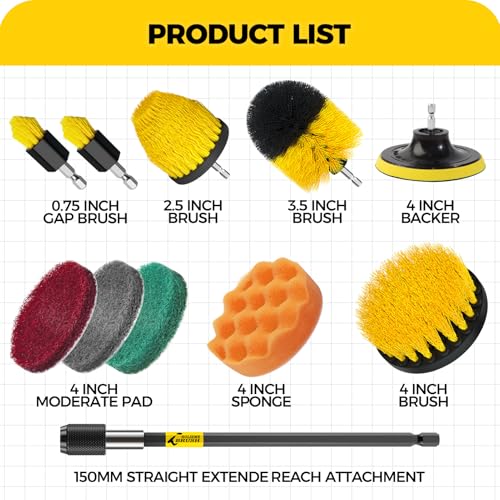 Holikme 11 Piece Drill Brush Attachment Set Scouring Pads - Image 7