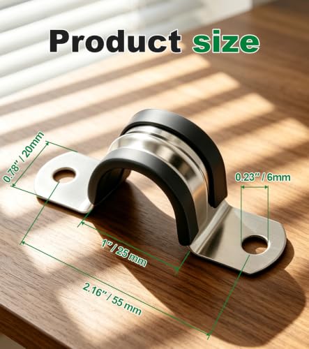 1Inch Pipe Strap U Bracket Clamp, Cushioned U Clamp for Conduit - Image 3
