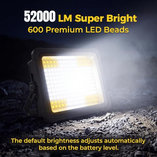 52000LM Solar LED Work Light Rechargeable, Portable Flood - Image 3