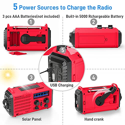 Emergency Weather Radios Portable AM FM SW Solar Hand - Image 5