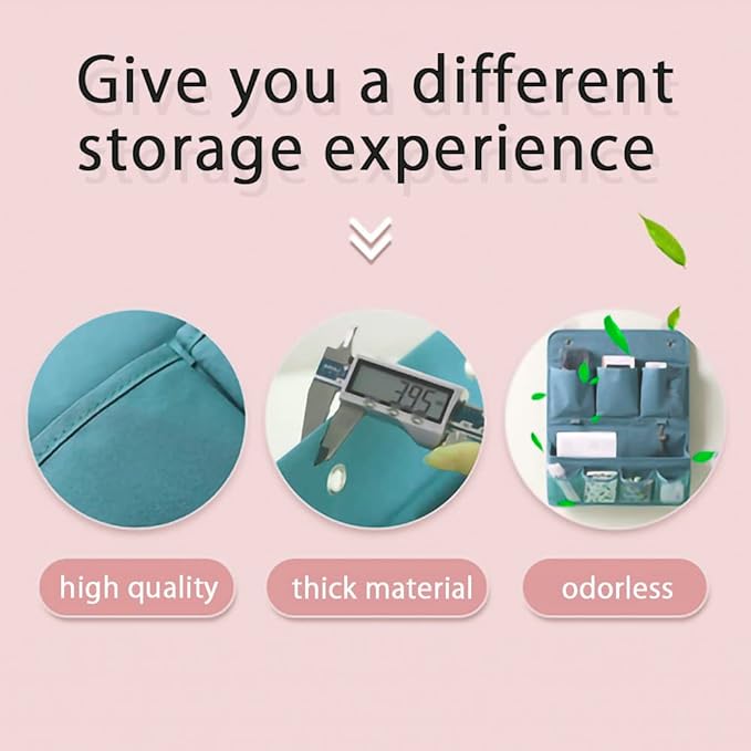 HSLFUAI Hanging Organizer with Pockets – Wall & Door Storage Bag with 3 Sticky Hooks – Hanging Storage Organizer for Bathroom, Bedroom, Closet, Dorm, Washing Table (2Layer, Blue)