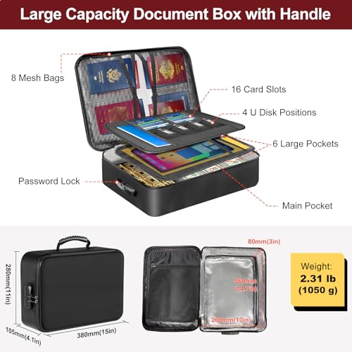 Fireproof Document Organizer Box with Lock for Important - Image 6