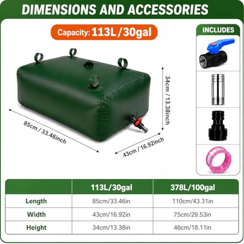 30 Gallon Water Storage Bladder, Premium Tear-Proof & - Image 3