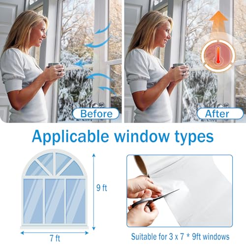 Window Insulation Kit for Winter, 87×394" Window Plastic - Image 7