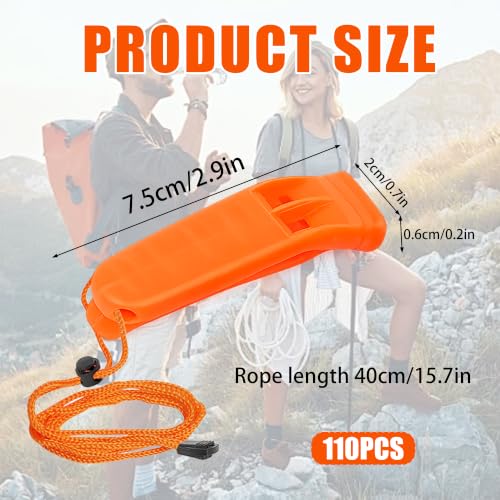 110 Pcs Emergency Whistles with Lanyard, Safety Whistle - Image 3