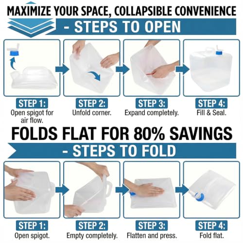 3 Pack 5.3 Gal Collapsible Water Storage Container Jug - Image 7