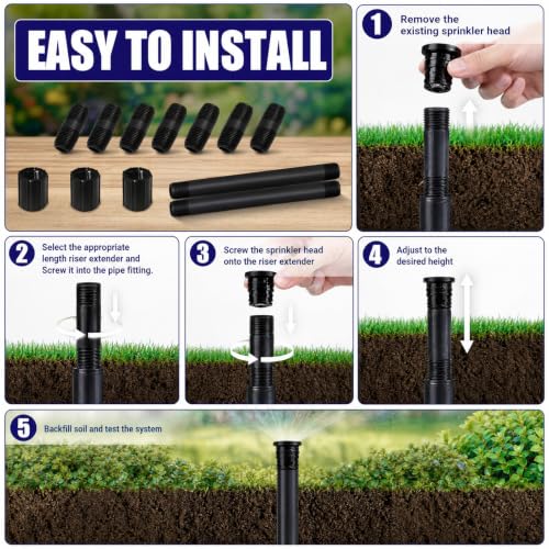 12 Pcs 1/2 Inch NPT Sprinkler Riser Kit for Garden Lawn - Image 6