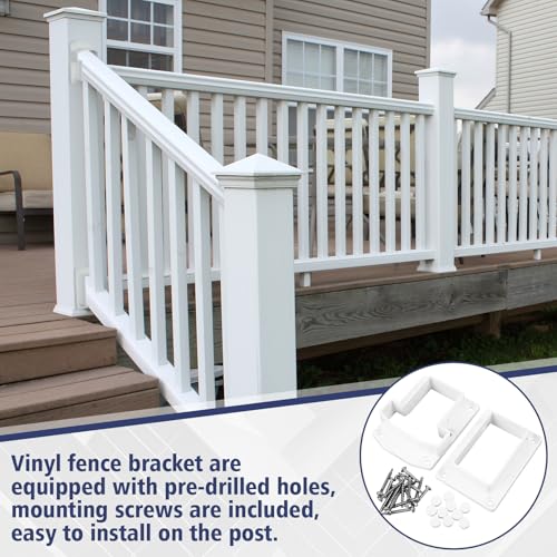 Beeveer 8 Sets Vinyl Fence Railing Bracket Kit with Screws - Image 7