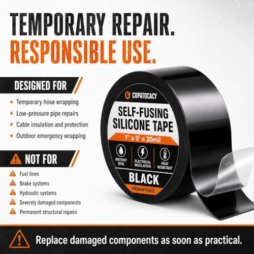 Self Fusing Silicone Tape for Repair and Sealing (1" x 5' - Image 6