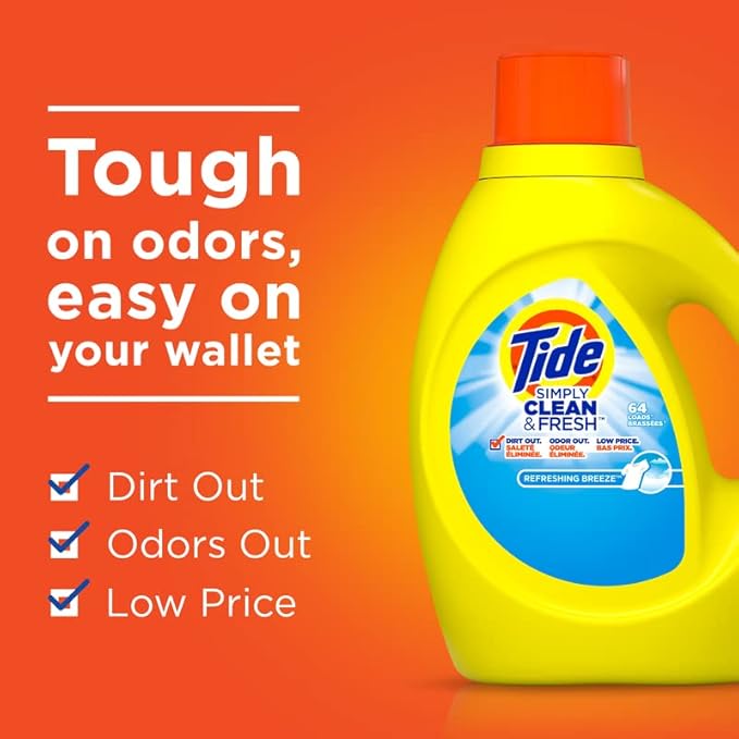 Tide 1006773 31 oz Simply Clean & Fresh Refreshing Breeze Scent Laundry Detergent Liquid - Pack of 6