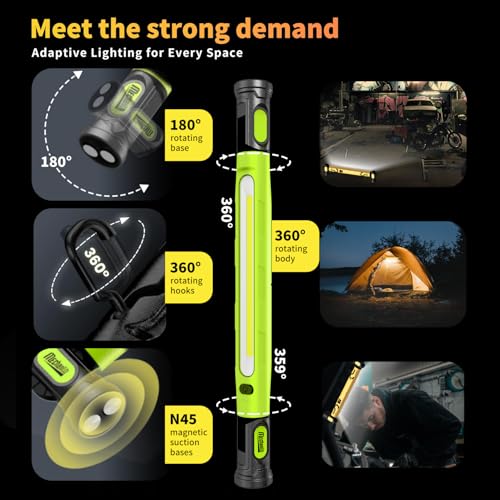 Magnetic Cordless Under Hood Work Light Bar for Mechanics-Green - Image 5