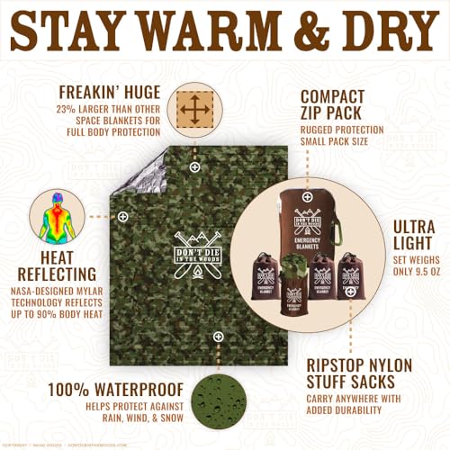 Don’t Die in The Woods – Freakin’ Huge Emergency Blankets [Camo] - Image 4