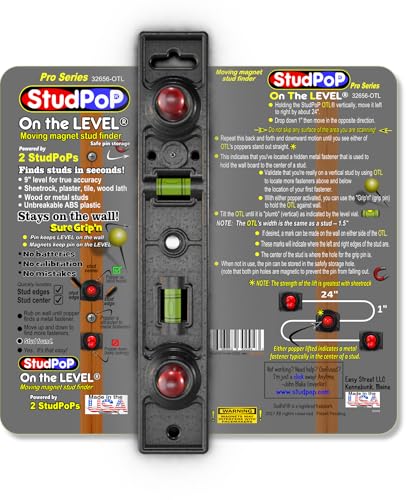 ON THE LEVEL StudPoP dual moving magnet stud finder, 1" magnets - Image 2