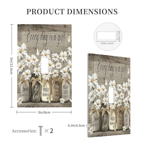 Rustic Daisy Flowers Butterfly Floral Light Switch Cover Plate - Image 3