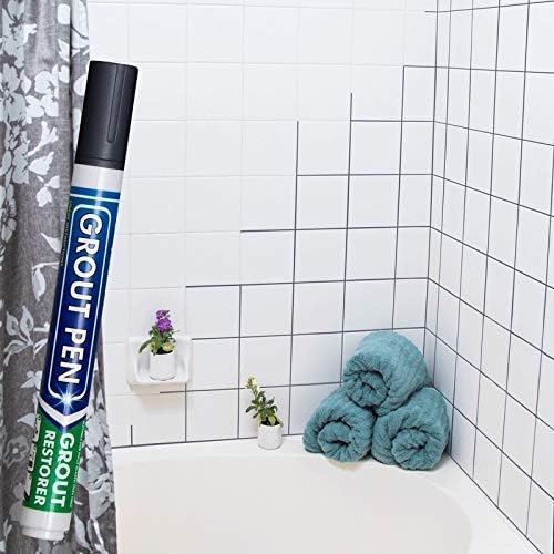 Grout Pen Tile Paint Marker: Dark Grey 1 Pack and 2 Pack White with Extra Tips (Narrow, 5mm) - Waterproof Tile Grout Colorant Marker for Cleaner Looking Floors & Whitener Without Bleach