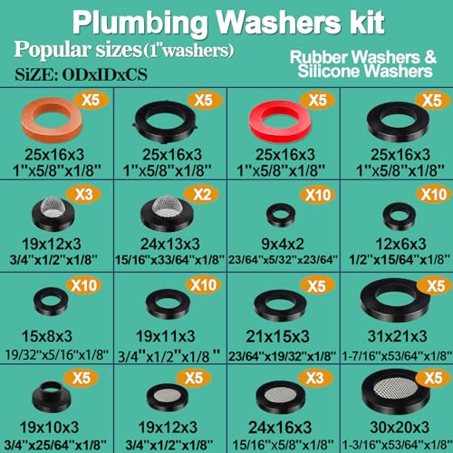 XBVV 37 Size 1075 Pcs Faucet Washers & O-Rings Kit & | Plumbing Fix - Image 7