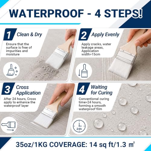 Clear Waterproof Sealant, SUWHXUE 35oz/1KG Water-Based | Home Repair - Image 4