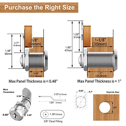 3 Pack Cabinet Locks with Keys, 5/8" Cam Lock keyed Alike - Image 3