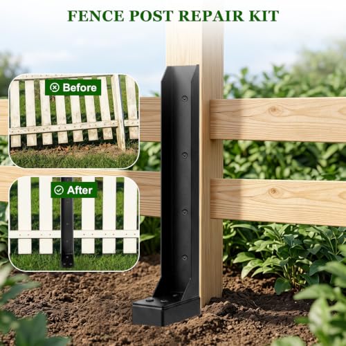 6 Pack Fence Post Repair Kit, Fence Post Anchor Ground Stakes - Image 5