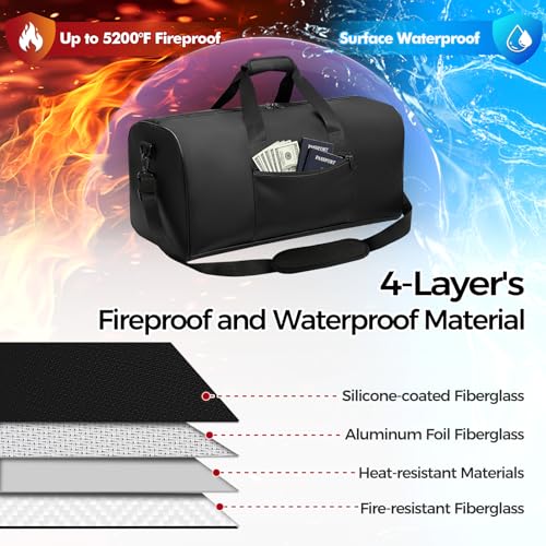 Large Waterproof Fireproof Document Bag, 24x12x12 in, Black - Image 6