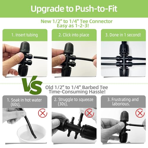 12 Pack 1/2'' to 1/4'' Drip Irrigation Fittings Kit, Push-to-Fit - Image 3