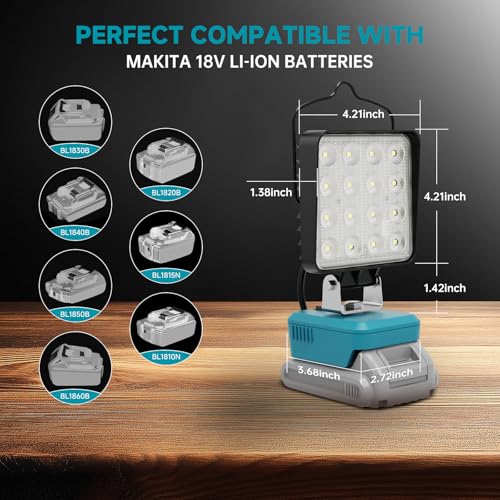 2 PCS LED Work Light Compatible with Makita 18V | Travel Essentials - Image 3