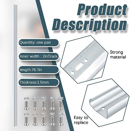 2 Pcs Garage Door Vertical Track Left Right Replacement for 7 ft - Image 3