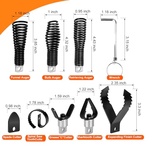 8-Piece Drain Snake Drill Attachment, Cutter and Auger Set - Image 3