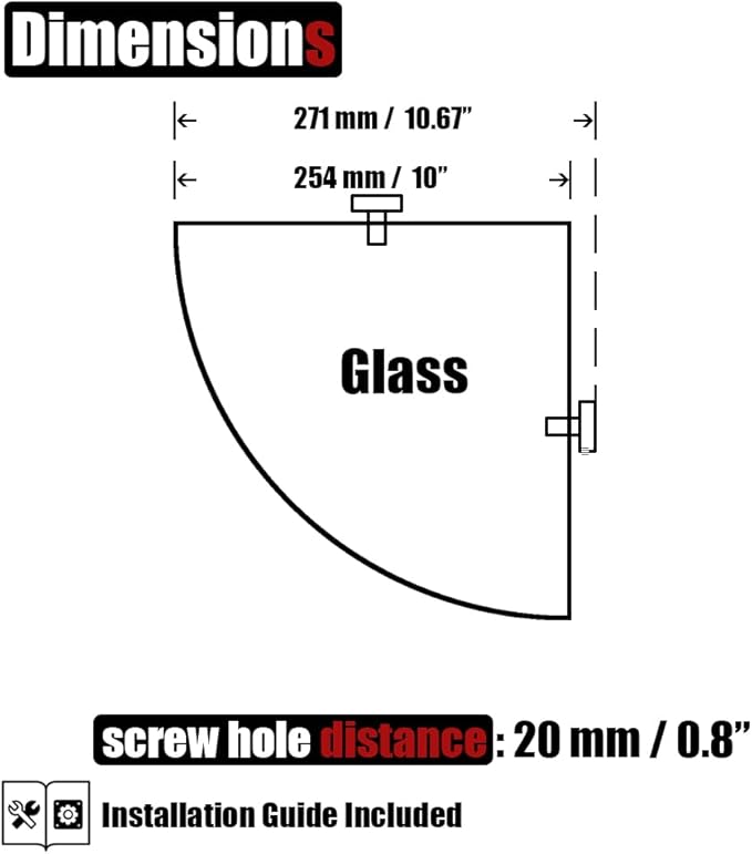 JQK Corner Glass Shelf, Oil Rubbed Bronze Bathroom 304 Stainless Steel Shower Triangle Floating Wall Shelf, 10 x 10 Tempered Glass, 3 Pack, TGS190L10-ORB-P3