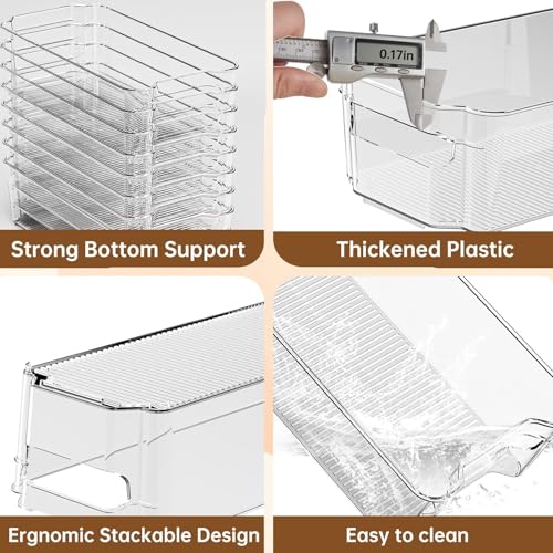 Clear Fridge Organizer, Refrigerator Organizer Bins with Handle, Freezer, Kitchen Cabinet, Pantry Organization, BPA Free Fridge Organizers (12.4 inch 6 Pack) - Image 4