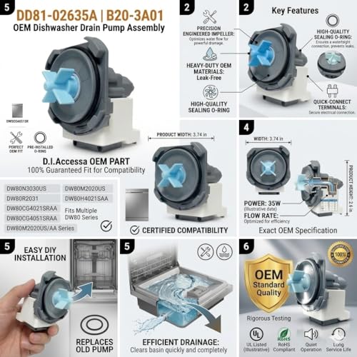 DD81-02635A B20-3A01 Dishwasher Drain Pump Replacement – OEM - Image 7