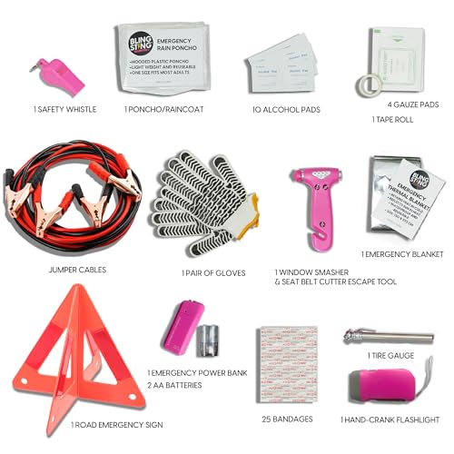 Supercharged Car Emergency Kit – 52-Piece Pink Roadside - Image 4