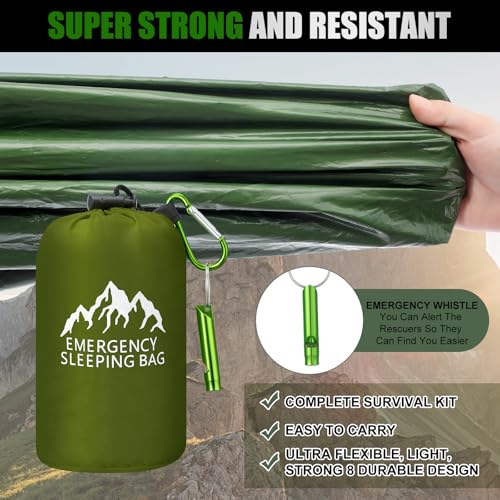 6 Pcs XL Emergency Sleeping Bag Waterproof Bivy Sack Whistle - Image 6