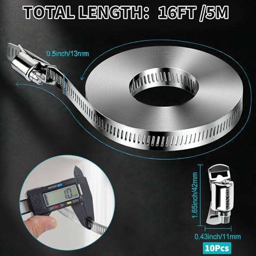 Hose Clamps DIY Kit 16 FT, Adjustable Metal Screw Clamps - Image 5