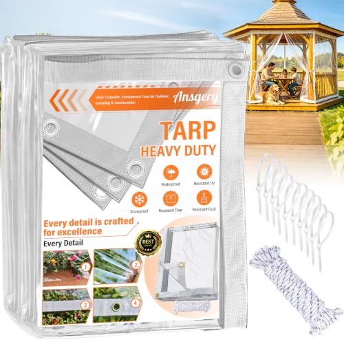 24 Mil Clear Tarps Waterproof,8x20 FT Clear Vinyl Tarp Heavy Duty - Image 2