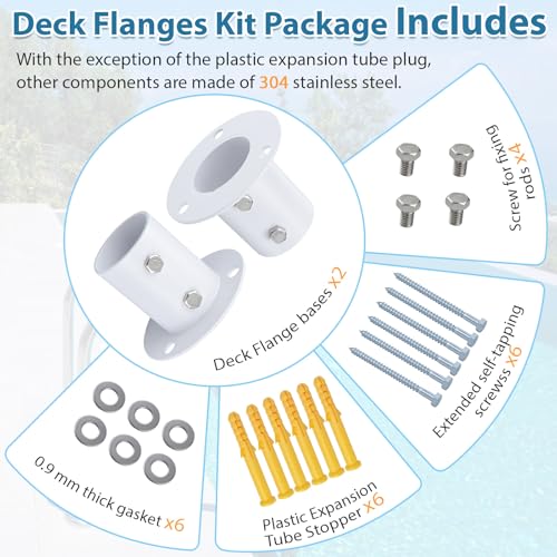 2Pack NE1228PR 304 Stainless Steel Deck Flange(White)for Pool - Image 5