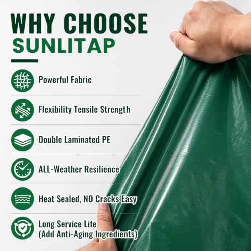 20x30Ft Large Heavy Duty Waterproof Poly Tarp Cover, Green - Image 4