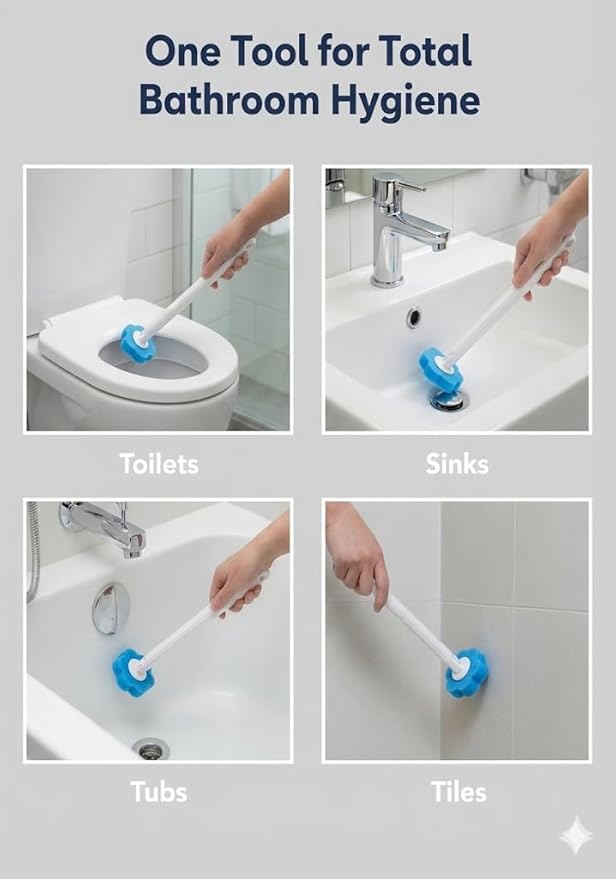 Disposable Toilet Brush for Bathroom Cleaning, Deep Cleaning Toilet Bowl Cleaner with Replaceable Heads, Hygienic Storage Design,House Warming Gifts New Home (Replacement Heads - 48pcs Blue)