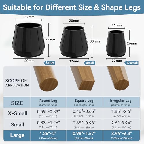 24PCS Silicone Chair Leg Floor Protectors for Hardwood Floors, Thicken Rubber Chair Leg Cap Covers, Non Slip Furniture Leg Pads to Protect Wood Tile Floors from Scratches and Reduc - Image 4