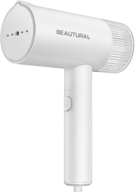 BEAUTURAL Steamer for Clothes, Portable Garment Wrinkle Remover, Fast 30s Heat-up, Foldable and Handheld, 120V Only (Not for 220V Europe), White