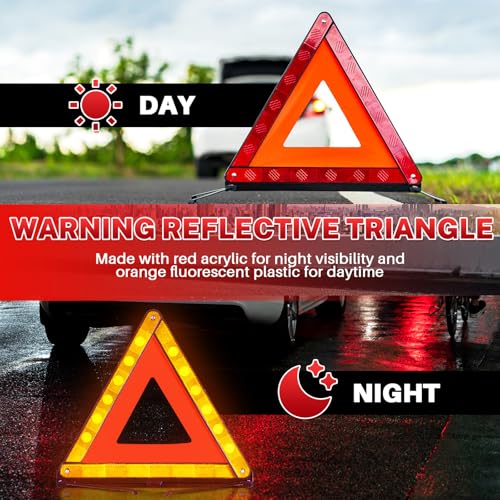 MAOPINER 3 Pack Reflective Emergency Warning Triangles with Case - Image 6