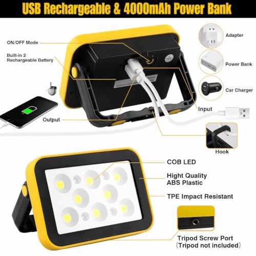 USB Rechargeable Flood Light, COB Work Light with 5 Light Modes - Image 6