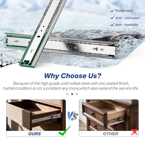 6 Pairs 20 Inch Soft Close Drawer Slides Ball Bearing - Image 5