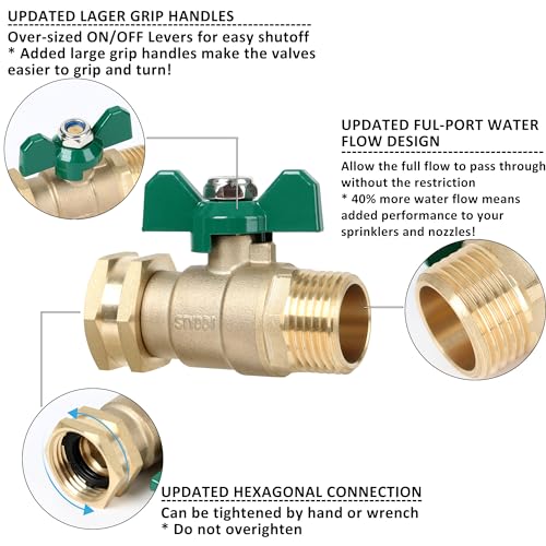 Full Flow Brass Garden Hose Shut Off Valve, Heavy Duty 1-Way No - Image 5