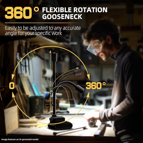 Rechargeable Gooseneck Work Light, 2000LM Magnetic Flexible Lamp - Image 3