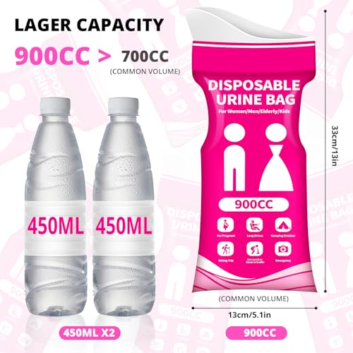 Disposable Urine Bag for Travel - 900ML Portable Pee Bags - Image 3