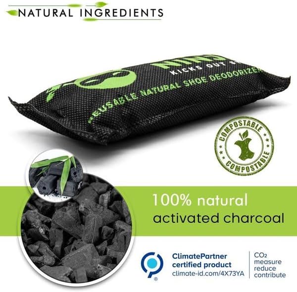 Charcoal Shoe Deodorizer Inserts - Shoe Odor Eliminator - Activated Charcoal Shoe Deodorizer Bags to Absorb Shoe Smell - Pack of 4 Shoe Smell Eliminator with Nail Clippers