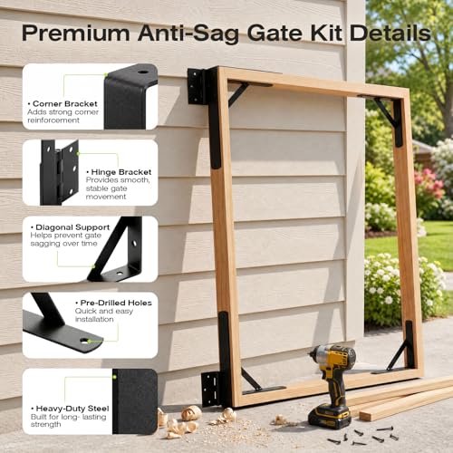 YQE 2 Sets Anti Sag Gate Kit for Wooden Fence, Heavy Duty - Image 6