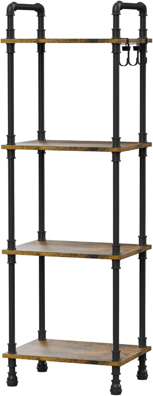 Aduanbang 4-Tier Industrial Pipe Ladder Shelf, Vintage Style Bookshelf, Freestanding Storage Rack Organizer for Living Room, Bedroom, Kitchen (Brown(4-Tier))