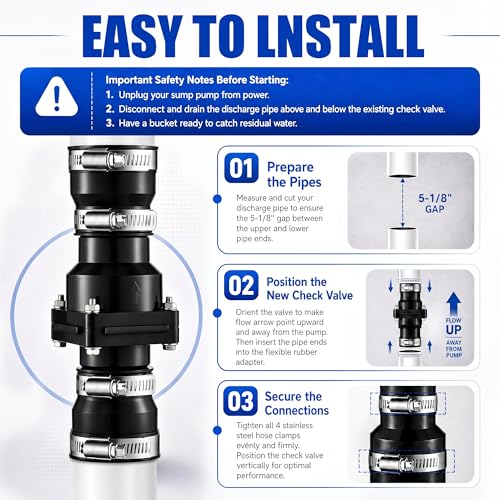Tellingyou 2 Pack Sump Pump Check Valve Fits 1-1/2 Inch or 1-1/4 - Image 7